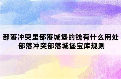 部落冲突里部落城堡的钱有什么用处 部落冲突部落城堡宝库规则